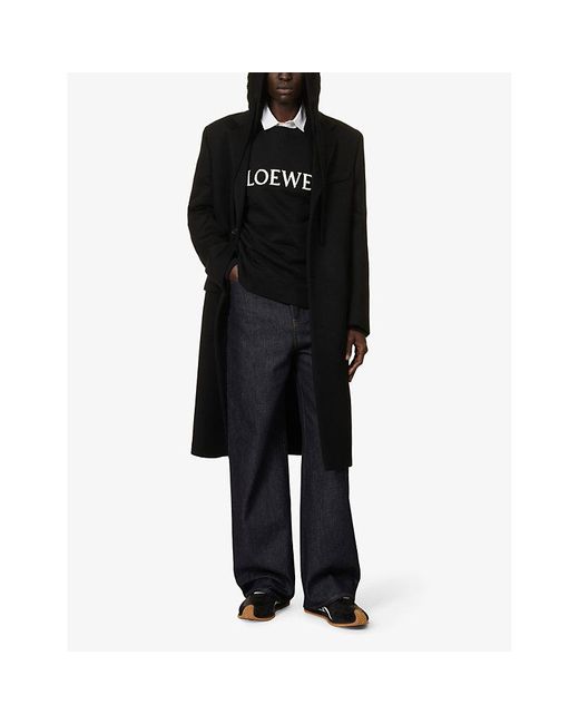 Loewe Black Crewneck Brand-embroidered Cotton-jersey Sweatshirt for men