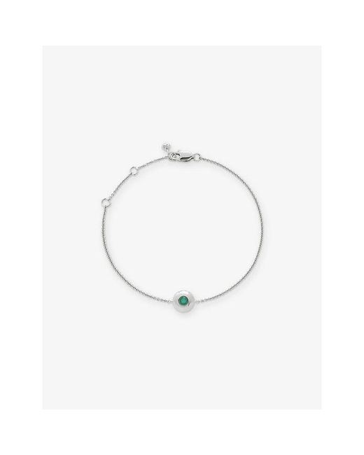 Monica Vinader White May Birthstone 925 Sterling- And Emerald Chain Bracelet