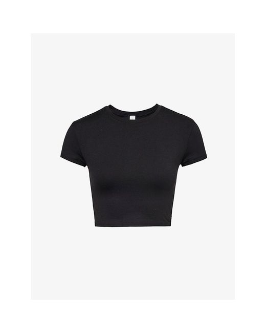Alo Yoga Black Alosoft Finesse Round-neck Stretch-woven T-shirt