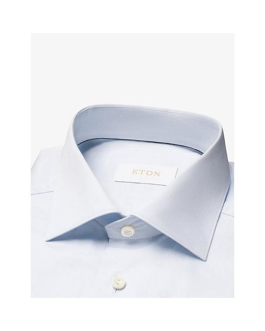 Eton of Sweden Blue Elevated Twill Slim-Fit Cotton Shirt for men
