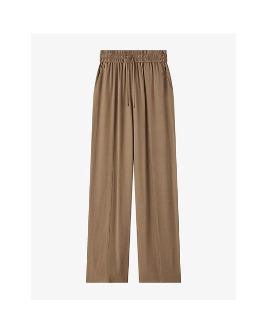 Joseph Natural Dee Wide-Leg Crepe Trousers