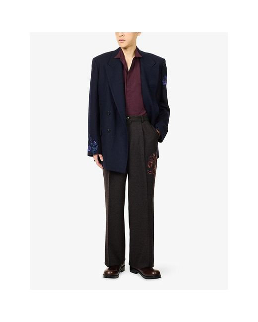 Dries Van Noten Purple Collet 2240 Bib Cotton Shirt for men