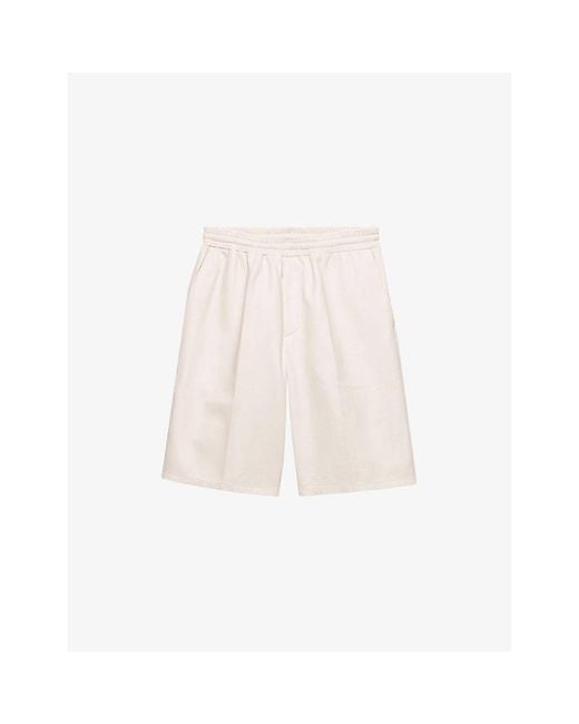 Prada Natural Triangle-Logo Relaxed Leather Bermuda Shorts for men