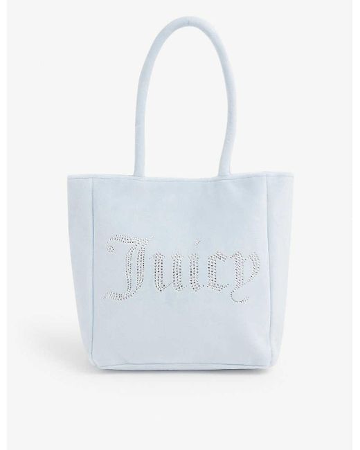 Juicy Couture Blue Delilah Crystal-embellished Velour Tote Bag