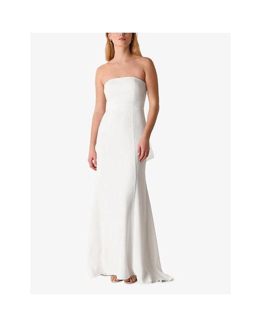Whistles White Ellis Bow-Detail Strapless Woven Wedding Dress