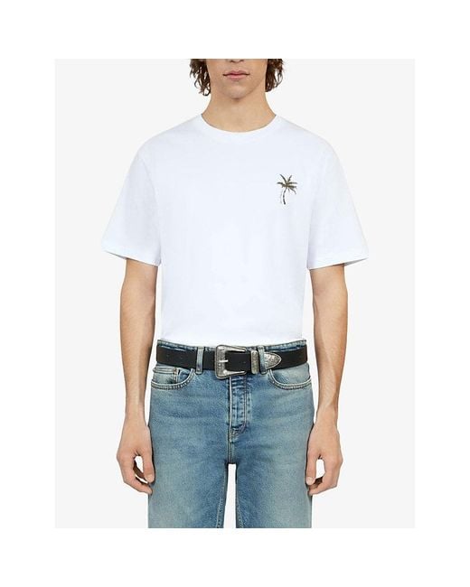 The Kooples Black Western-Buckle Wide Leather Belt for men