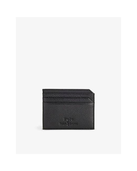 Polo Ralph Lauren Black Logo-debossed Rectangle Leather Cardholder for men