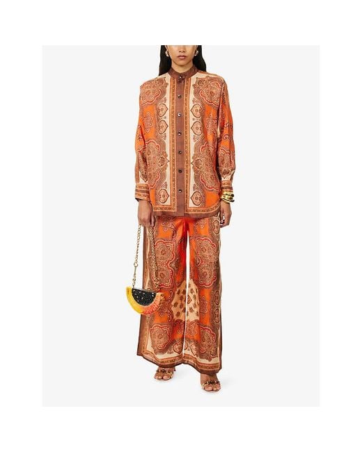 Zimmermann Orange Mahon Dolman Silk Shirt