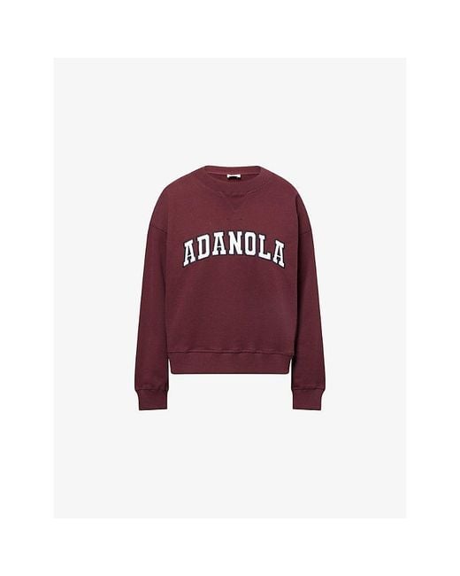 ADANOLA Red Varsity Loose-Fit Cotton-Blend Sweatshirt