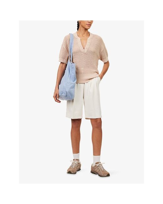 Varley Natural Callie Open-Knit Cotton Top