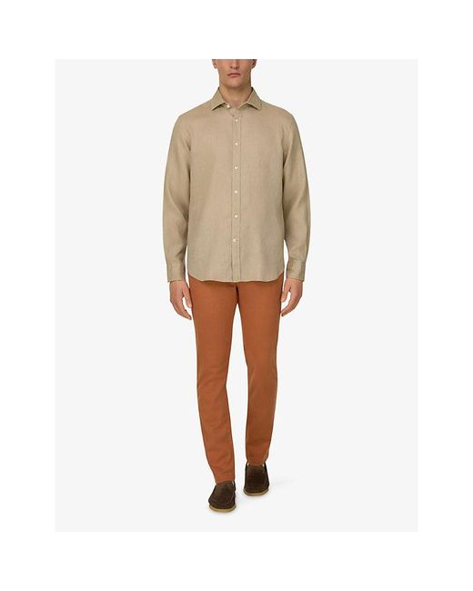 Boggi Natural Long-Sleeve Regular-Fit Linen Shirt for men