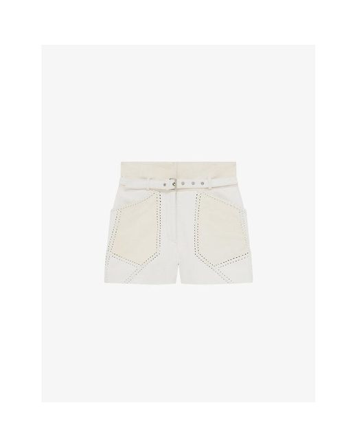 IRO White Necati Stitched-patchwork Leather Shorts