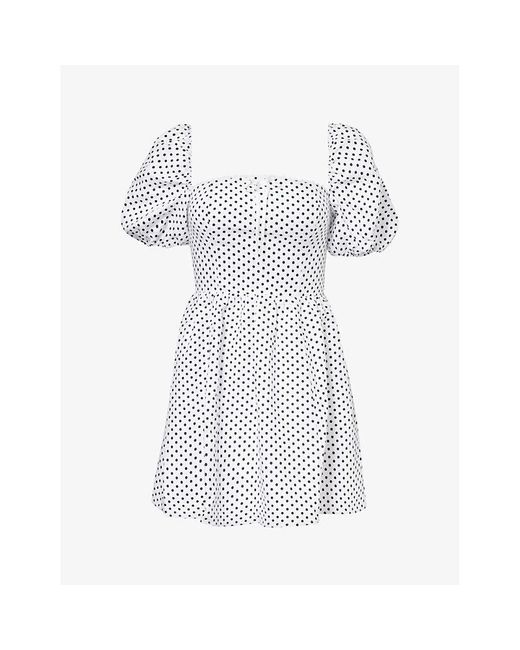 Reformation White Malvina Square-neck Linen Mini Dress