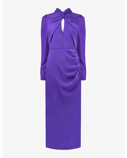 Ro&zo Purple Allegra Twist-front Woven Maxi Dress
