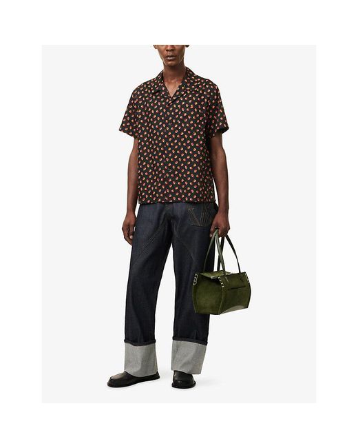 J.W. Anderson Brown Camp-Collar Short-Sleeve Cotton Shirt for men