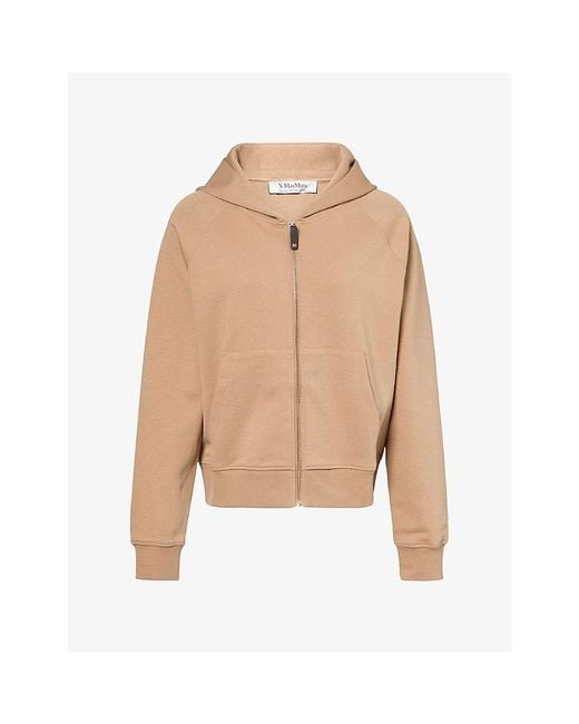 Max Mara Natural Technical Zip Cotton-Jersey Hoody