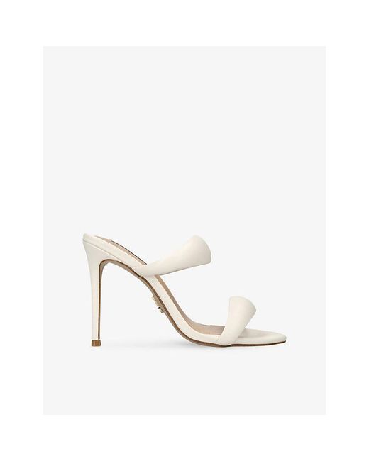 Steve Madden White Saturn Heeled Faux-Leather Sandals