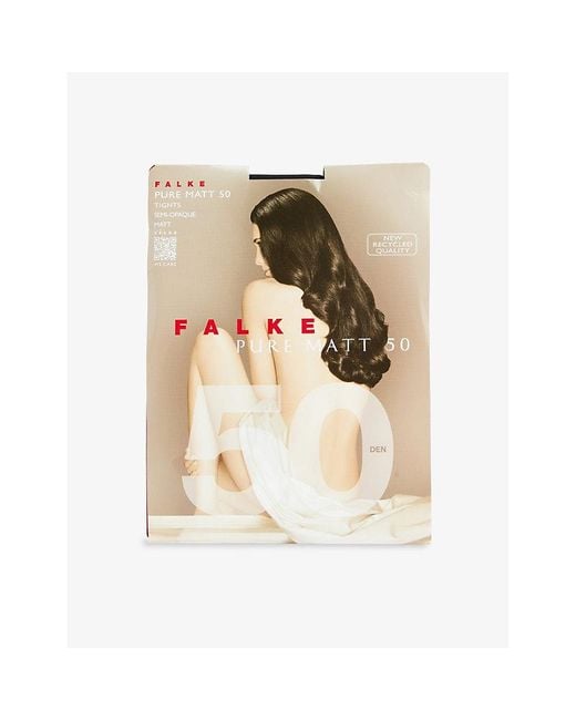 Falke White Pure Matt 50 Denier Stretch-Woven Tights