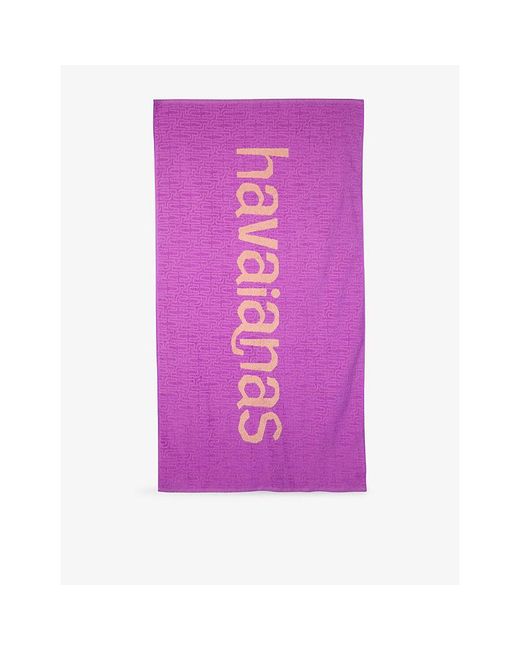 Havaianas Purple Branded Textured Cotton Beach Towel