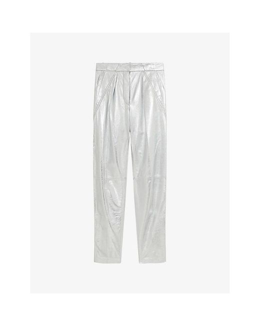IRO White Nil Carrot-leg High-rise Leather Trousers