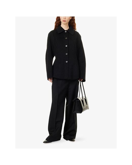 RÓHE Frames Black Sculptural Wool-Blend Jacket