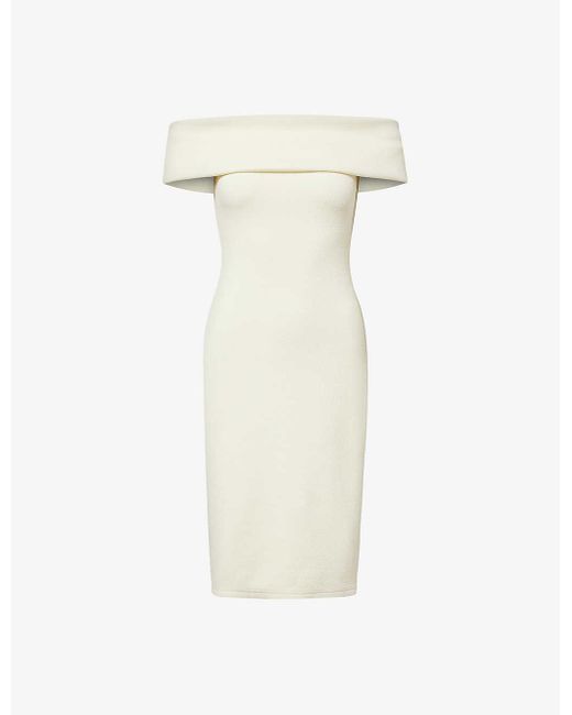 Bottega Veneta White Off-shoulder Stretch-woven Midi Dress