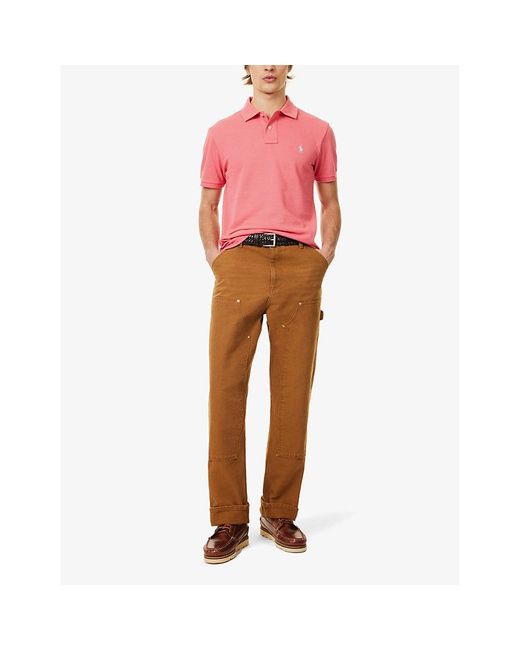 Polo Ralph Lauren Pink Logo-embroidered Slim-fit Cotton-piqué Polo Shirt for men