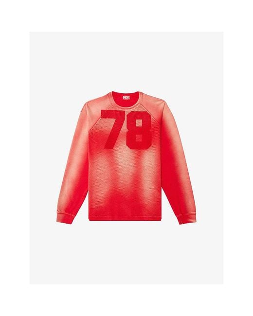 DIESEL Red T-Roxter Mesh-Print Cotton Sweatshirt for men