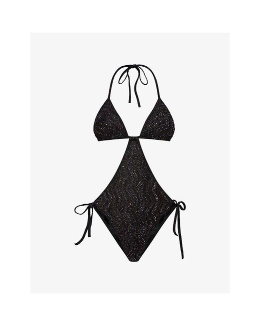 Missoni Black Cut-Out Lamé Knit Swimsuit