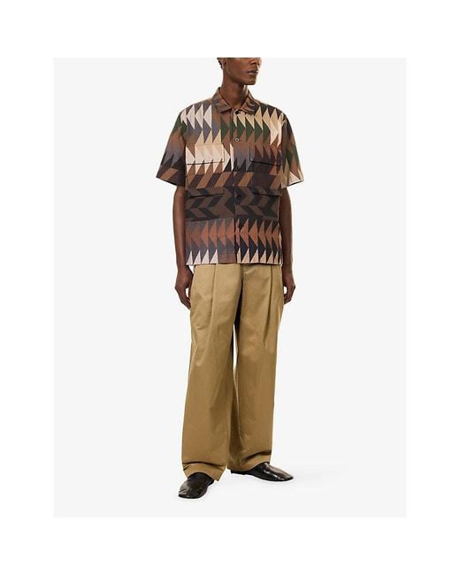 Sacai Natural Double-Pleated Wide-Leg Cotton Chinos for men