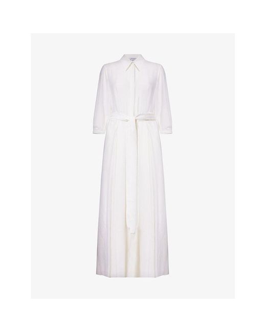 Gabriela Hearst White Andy Spread-collar Wool And Cashmere-blend Midi Dress