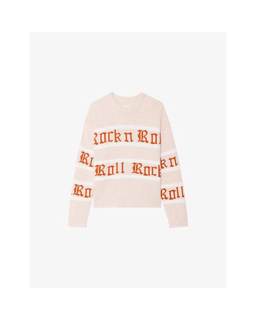 Zadig & Voltaire Pink Markuz Rock N Roll Intarsia Wool And Cashmere Jumper