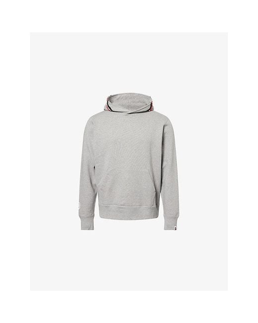 A Bathing Ape Gray Shark Relaxed-Fit Cotton-Jersey Hoody for men