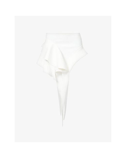 Mugler White Asymmetric-hem Slim-fit Stretch-woven Mini Skirt