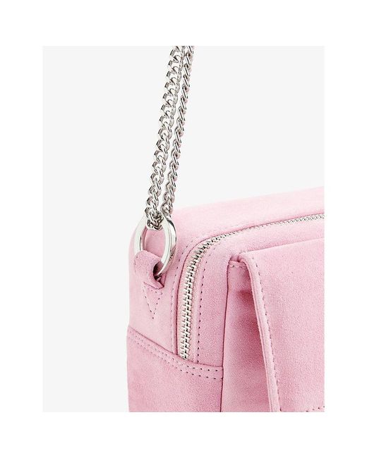 Whistles Pink Bibi Chain-strap Suede Mini Shoulder Bag