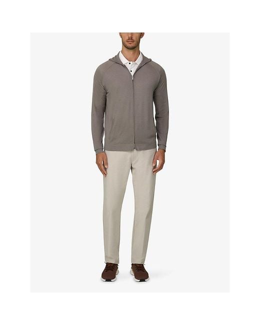 Boggi Gray Hooded Full-Zip Merino-Wool Sweatshirt for men