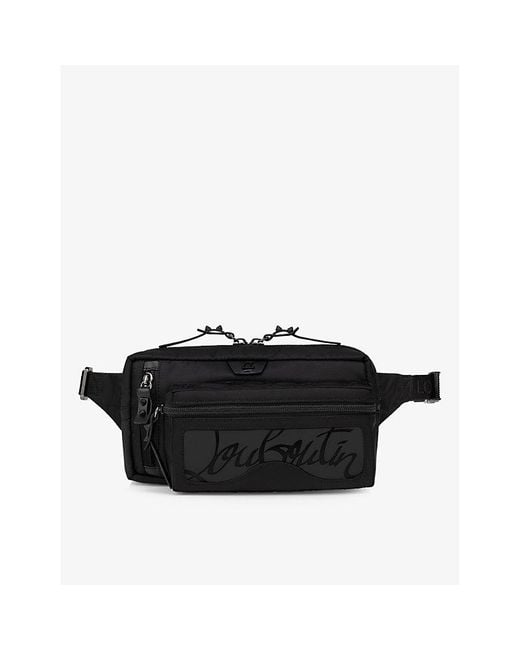 Christian Louboutin Black Loubideal Logo-embellished Woven Belt Bag for men
