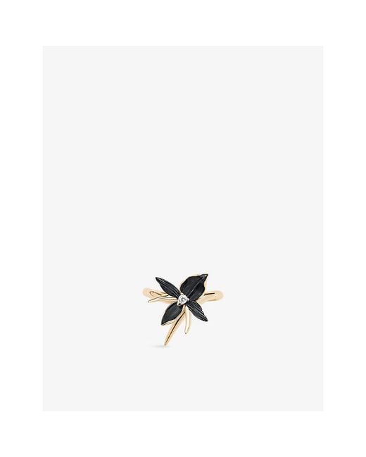 Shaun Leane Metallic Orchid Sterling- - Vermeil And 0.05Ct Diamond Flower Ring