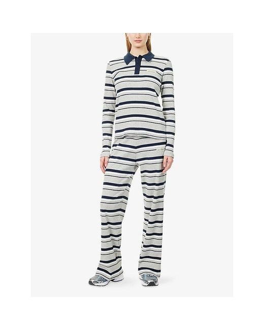 4th & Reckless Blue Liliana Striped Cotton Rugby Top