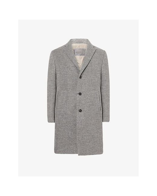 Corneliani Gray Boucle Padded Wool Blend Overcoat for men