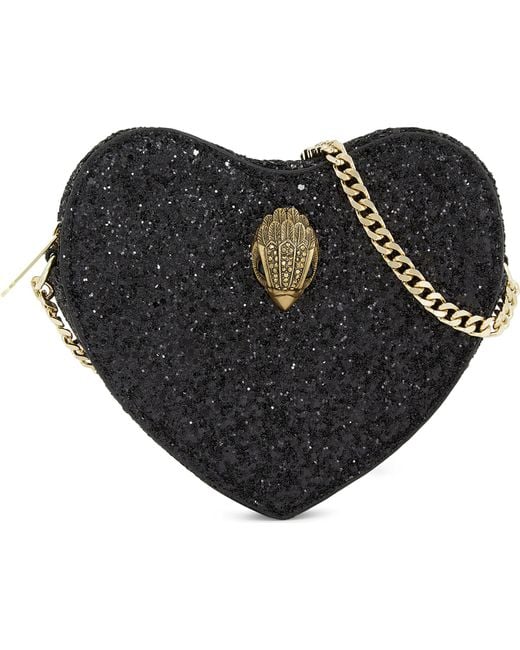 Kurt Geiger Black Glitter Mini Heart Cross-body Bag
