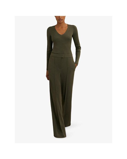 Reiss Green X Atelier Soliel Wide-Leg Crepe Trousers