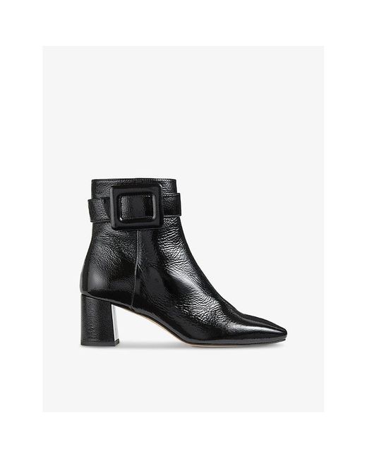 L.K.Bennett Black Wilde Square-Toe Patent-Leather Ankle Boots