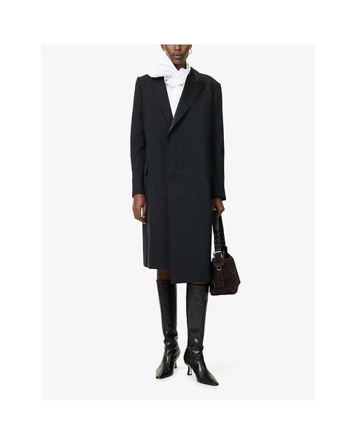 Sacai Black Wrap-Over Wool-Blend Coat