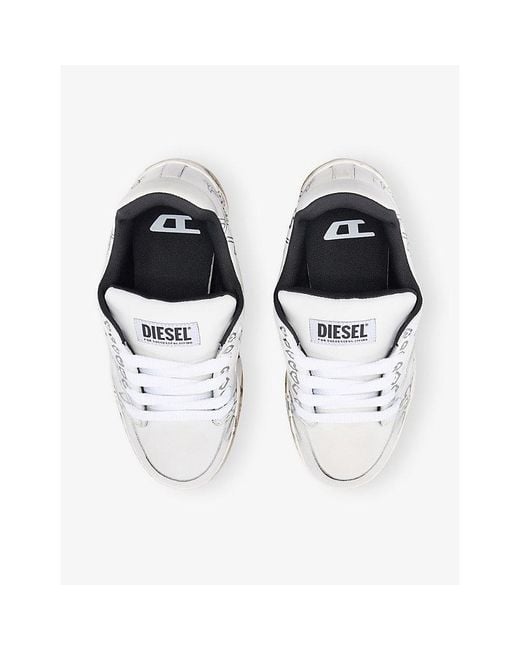 DIESEL White S-D-Ollie Leather Trainers for men