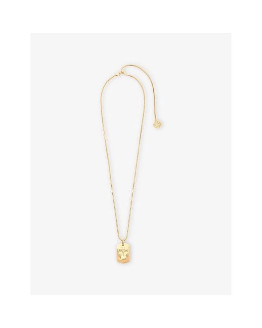 Maje White Zodiac-Plaque Metal Necklace