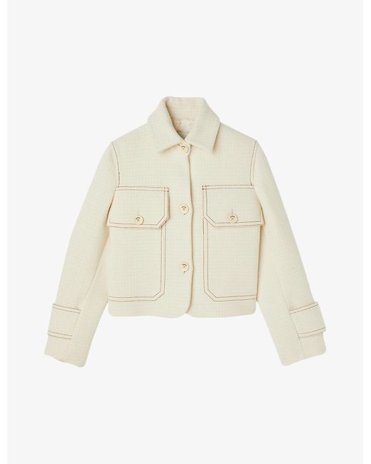 Sandro Dakota Cotton And Wool-blend Jacket | Lyst