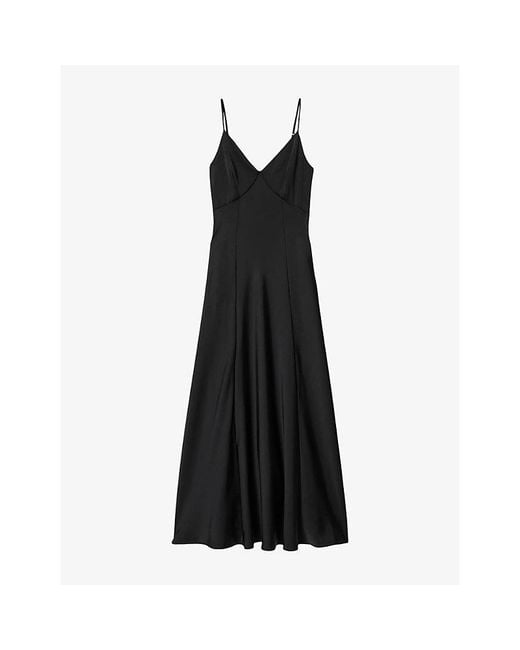 AllSaints Black Irina V-Neck Woven Maxi Dress