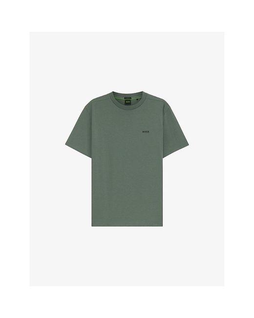 Boss Green Brand-Emed Short-Sleeved Stretch-Cotton T-Shirt for men