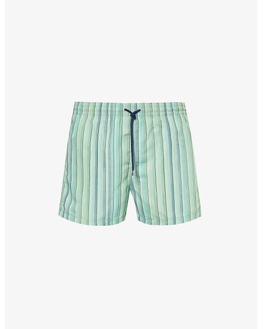 Paul Smith Blue Striped Recycled Polyester-blend Swim Shorts Xx for men